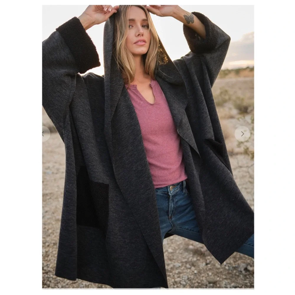 31 Oversized Stunning chic and Comfy Multi Fabric Hoodies Cardigan - Picture 7 of 7